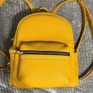 Yellow Faux Leather Backpack